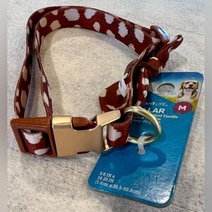Brown and White Polka Dot Dog/Cat Collar. Size Medium.